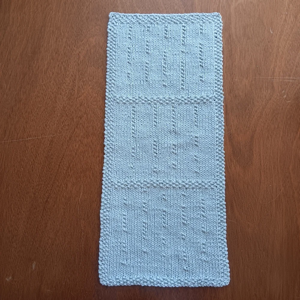 Hand Crafted Handknit Cotton Hand Towel Lt. Gray Raindrops On Windows Design